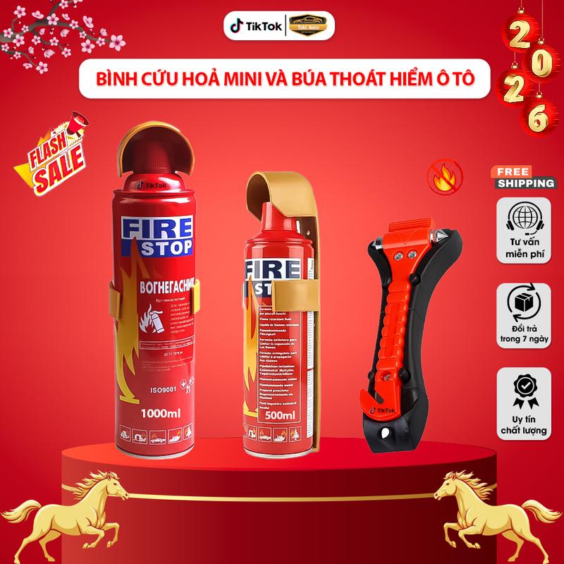   Hot  Bình Cứu Hoả Mini ô tô và Búa phá kính ô tô dùng trong trường hợp khẩn cấp ô tô xe máy nhà cửa nhỏ gọn dễ sử dụng 