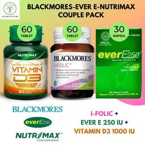 PAKET NUTRIMAX D3 1000 IU 60 TABLET BLACKMORES I FOLIC 60 TABLET EVER E 30 KAPSUL LUNAK