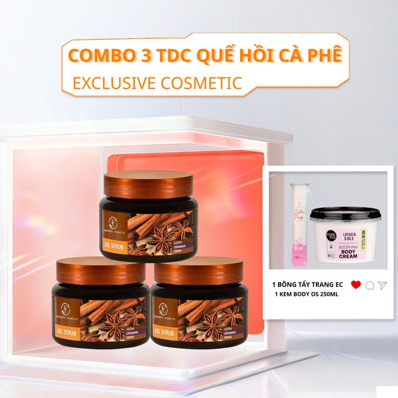 Combo 3 Tẩy Tế Bào Chết Body Quế Hồi Cà Phê 380g Exclusive Cosmetic Giúp Da Trắng Sáng Mịn Màng Dưỡng Body Skincare Nữ Chăm Sóc Da Thân Thể Từ Thiên Nhiên