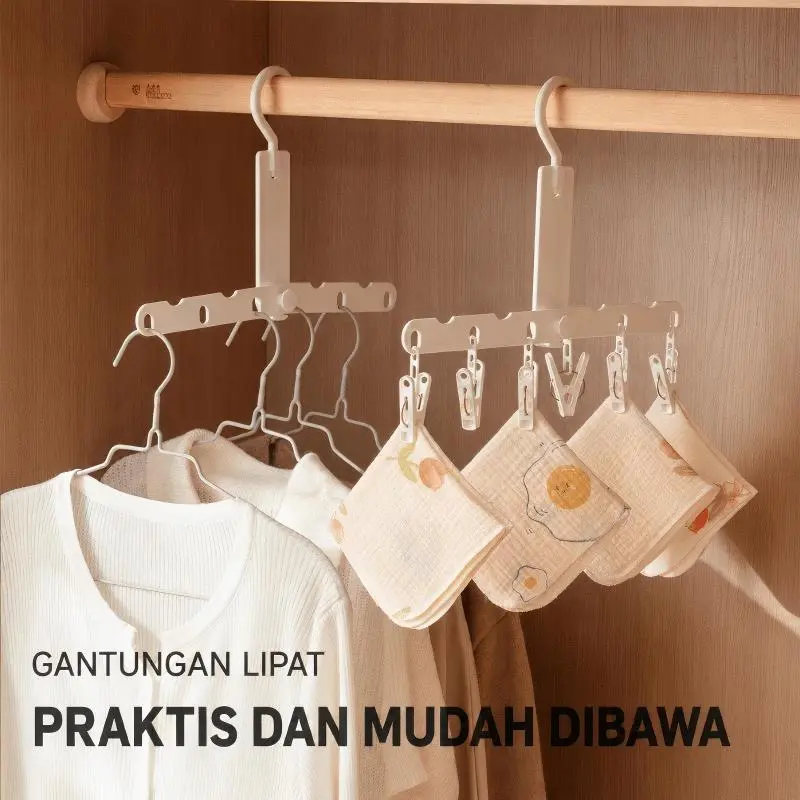 Gantungan Baju Lipat Multifungsi Berjepit Portable Hemat Tempat Perlengkapan Travel Dinas dan Outdoor - Abu-Abu