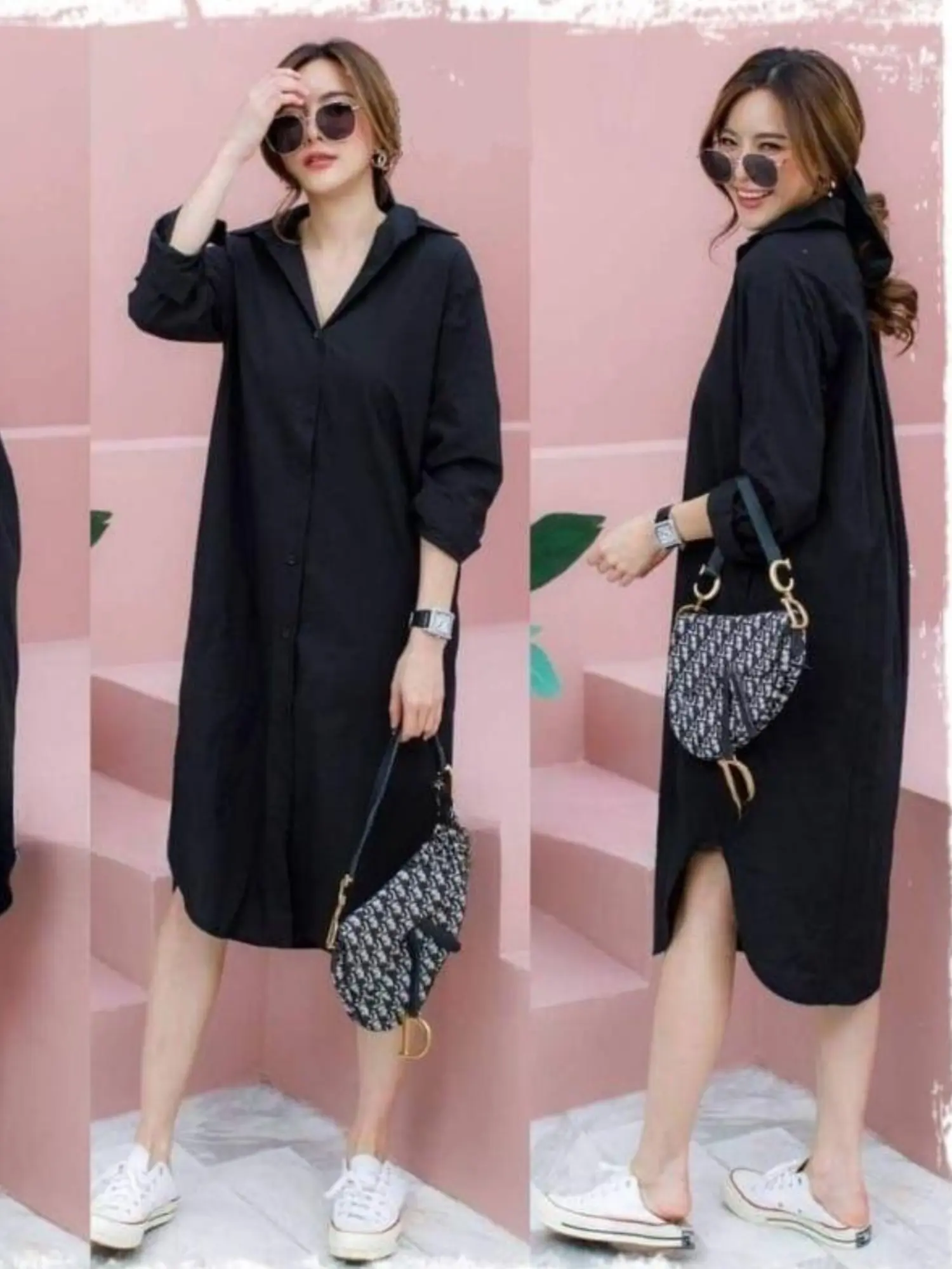 DF Fashion-Tunik Kemeja Polos Wanita Basic Formal Korean Style / Pakaian Baju Muslim Wanita Dress Casual Shakila Twill