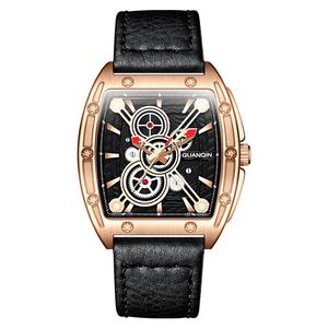 GUANQIN Watch Wristwatch for Men Fashion Casual Cool Big Dial Watch Luminous Waterproof Sport Analog Quartz Business Mens Watches Leather Strap Dress Watch