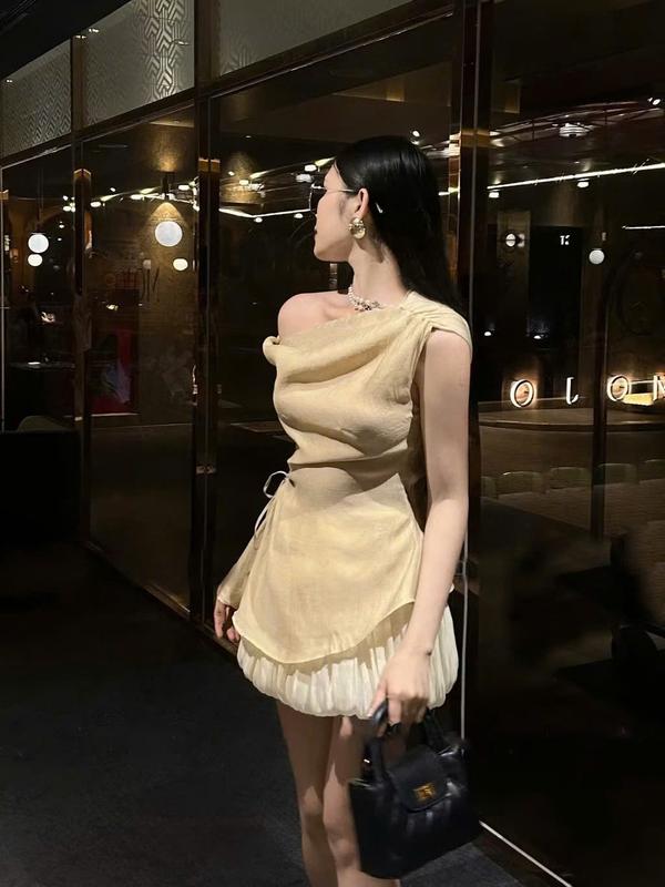 Set bí bồng lệch vai xoắn tay eo rút phối chân váy bồng set đồ nữ mặc đi chơi set đồ nữ xinh sang chảnh