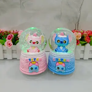 Snowball / Pajangan Bola Kaca Music Box Salju + Lampu STITCH
