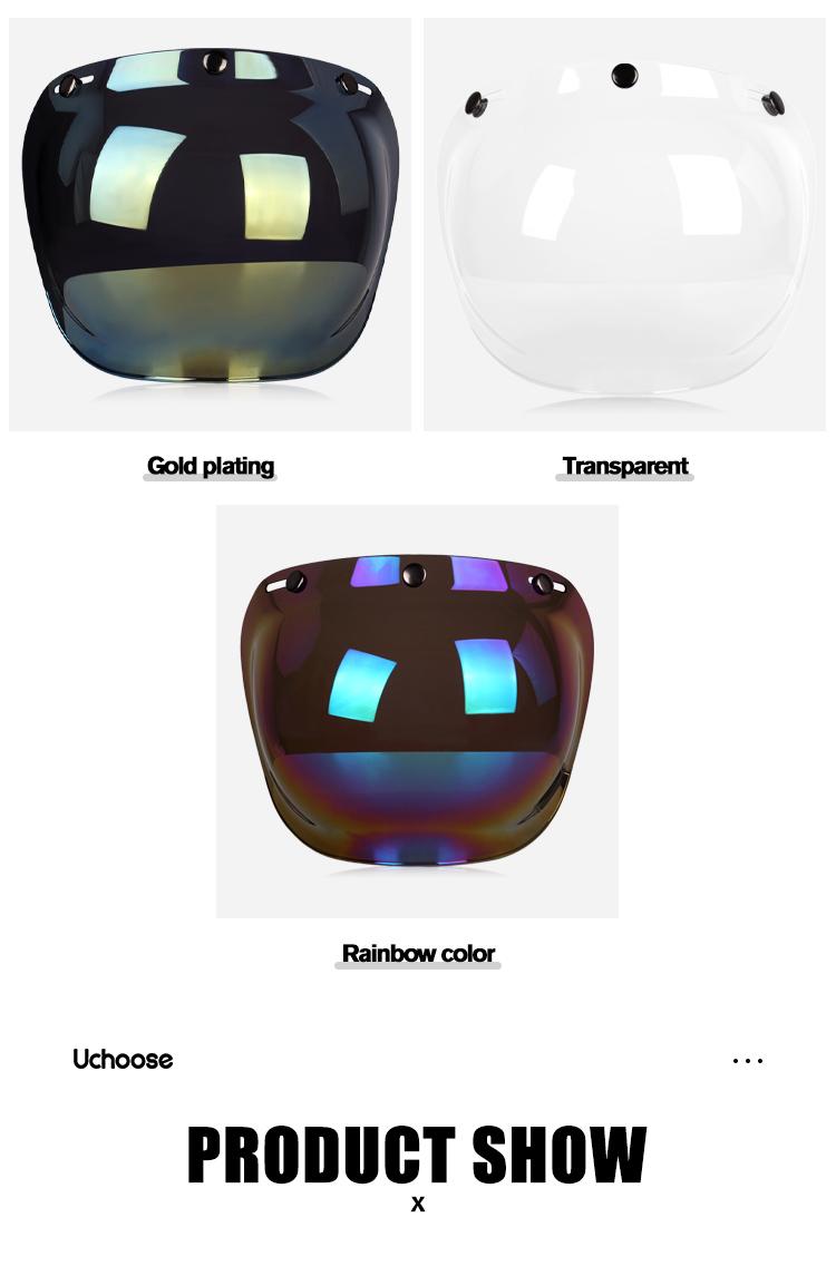 Product Introduction of Multi-colour motorbike retro helmet visor bubble lens half helmet windshield three-button universal sunshade sheet 4