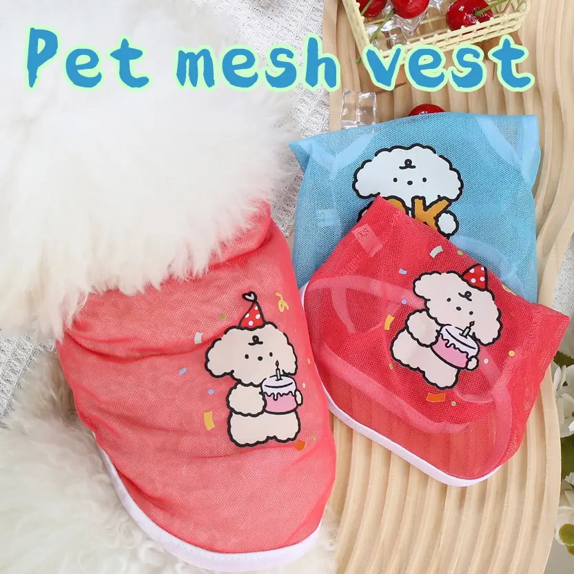 Pet Clothes Original Fresh Cute Fashion Summer Thin Cat Dog Clothes Breathable Mesh Line Puppy
