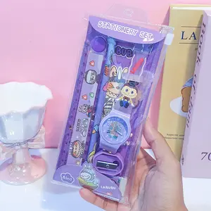 Jam Tangan Anak Labubu + Perlengkapan Sekolah Set 6 in 1 alat tulis - Set Alat Tulis Free Jam Tangan Labubu Anak - Fashion