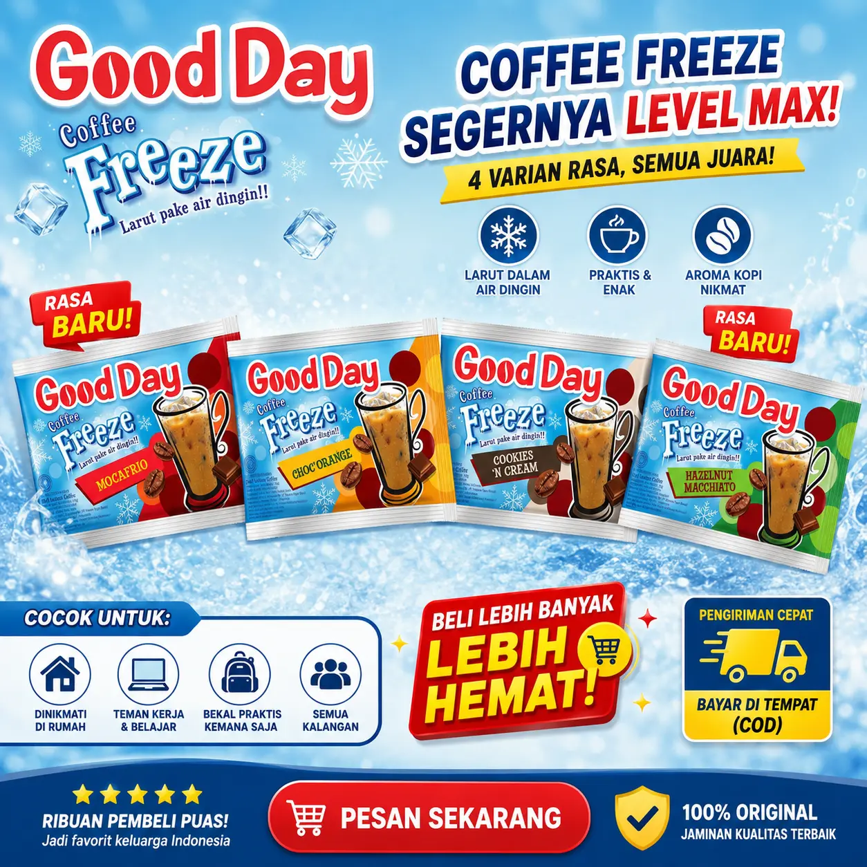 Kopi Good Day Freeze Aneka Varian 1 Renteng isi 10 Sachet Halal EXP Lama
