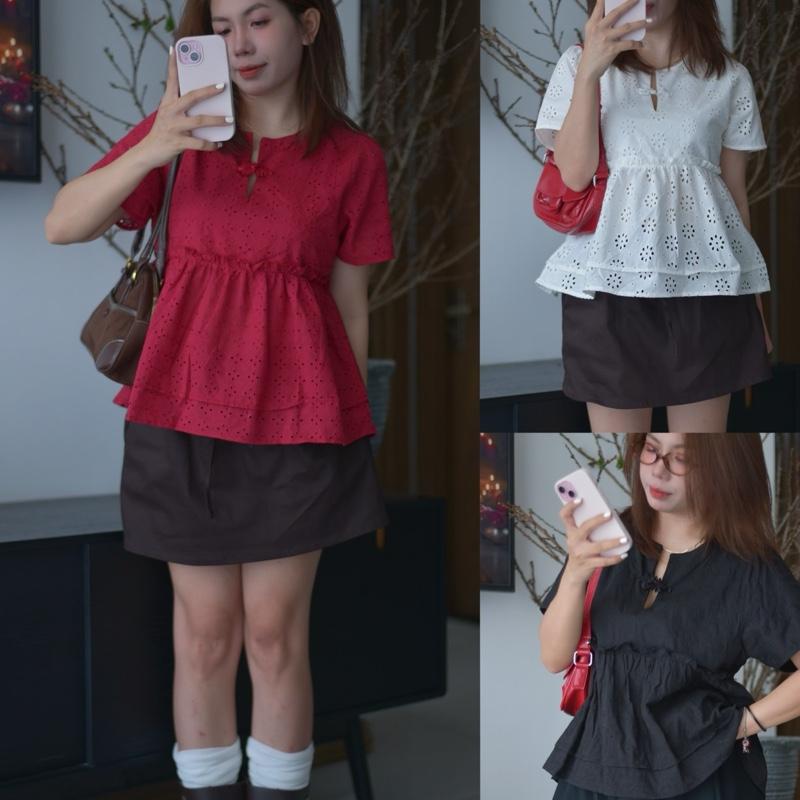   BST TẾT  Áo babydoll THÔ BOI MỀM 2 lớp họa tiết thêu hoa dễ thương bigsize 80kg - Mia Bigsize 