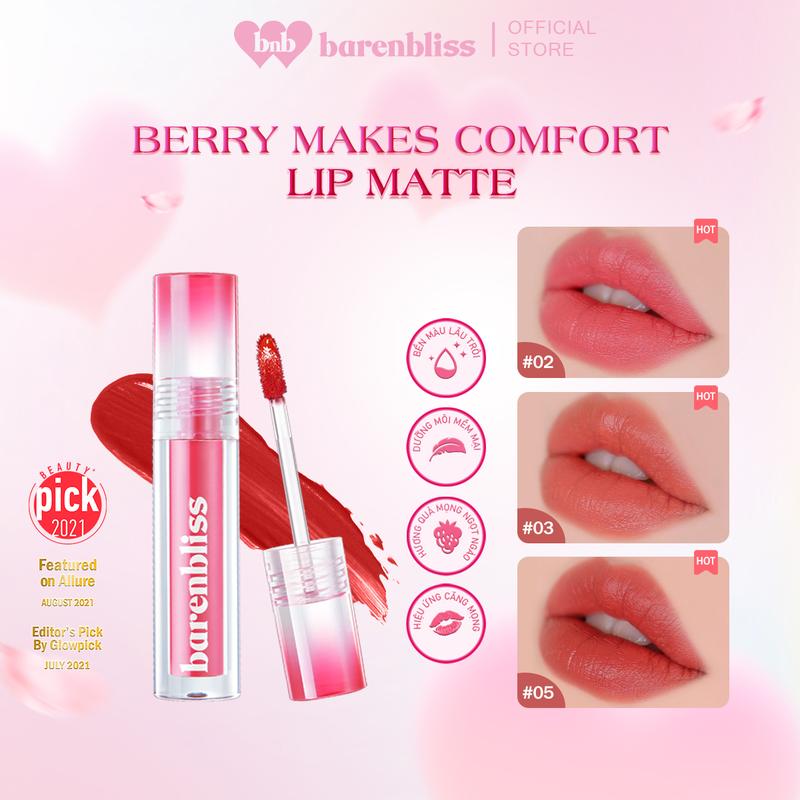  Son kem barenbliss ẩm mượt mềm mịn lâu trôi Lip Matte Berry Makes Comfort 3g 
