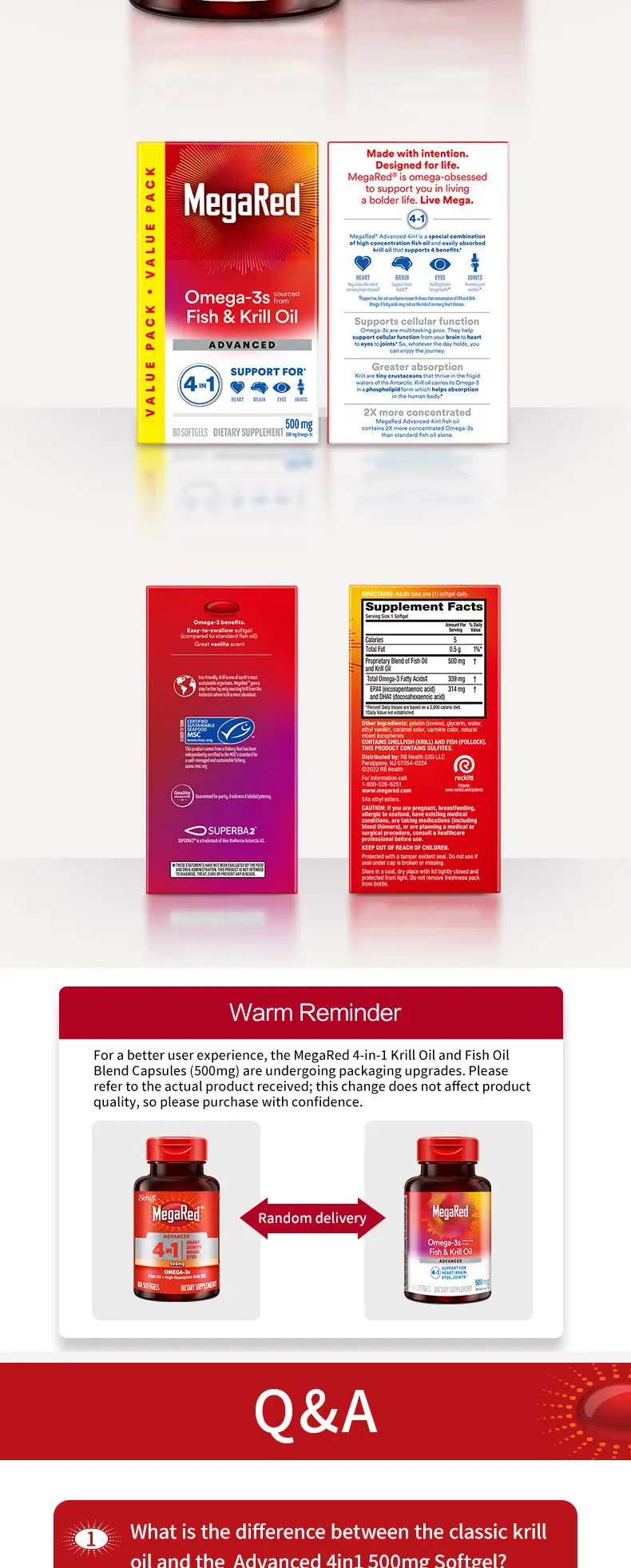 Product Introduction of MegaRed Health Pure Antarctic Concentrate Omega-3 4in1 Softgels with Krill Oil & Deep Sea Cod Liver Oil, 500mg Each, 80 Count 3