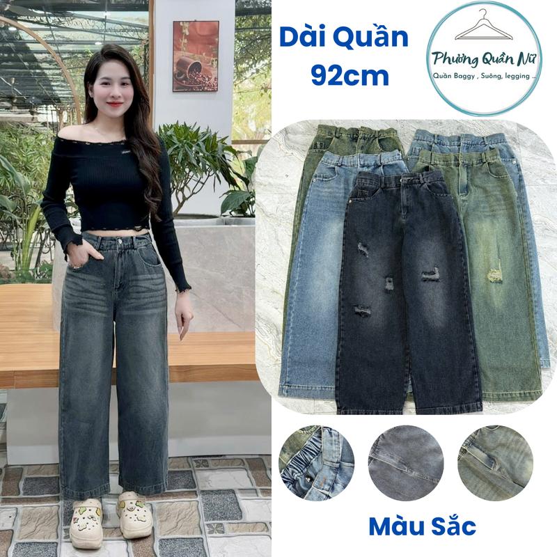 Quần Jean Nữ Ống Suông Cạp Khóa Trước Chun Sau Thoải Mái Vải Bò Mềm, Form Đẹp…