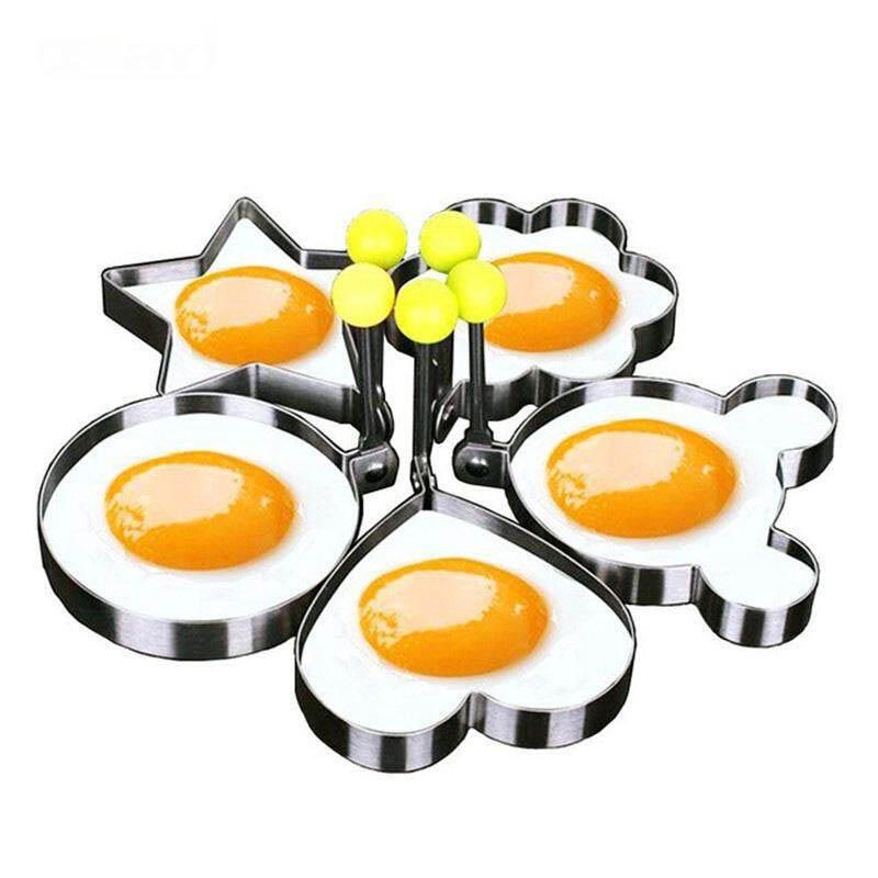 5Pcs Stainless Steel Fried Egg Mold Star Flower Round Heart Shaped Frying Egg Pancake Rings 0