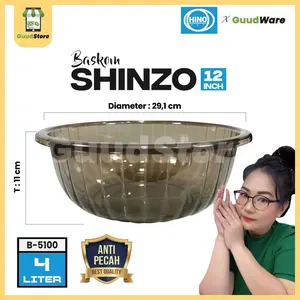 Shinzo - Baskom Crystal Jepang 4 Liter bening transparan - Pet Plastik Anti pecah Food grade Bpa Free / waskom Penyampur/ Baskom Prasmanan/ Baskom cuci