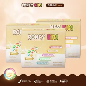 NEW LAUNCH Boney Kids Bundling 3 Kotak Rasa Vanilla - Suplemen Pertumbuhan Tulang Anak 3-13 Tahun Protein Tinggi Kalsium