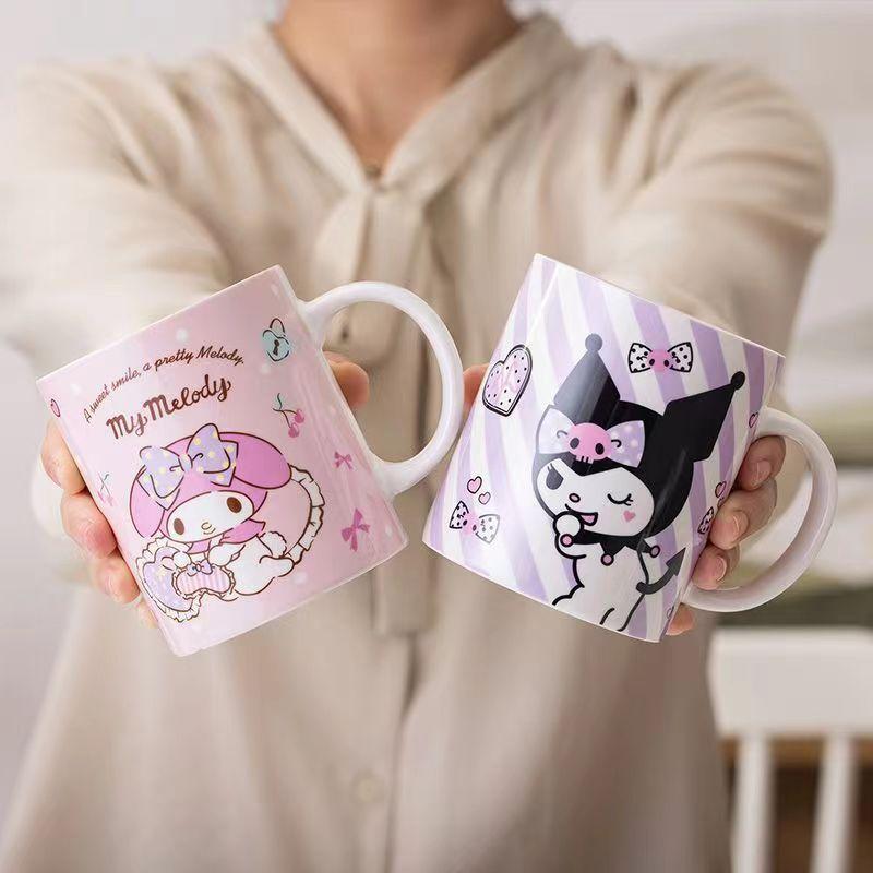 Product Introduction of Sanrio Ceramic Mug with Gift Box,Cute Hello Kitty Melody Kuromi Coffee Juice Mug.Breakfast Milk Cup,Gift for Friends and Family. water cup Drinkware Tumbler Washable 0