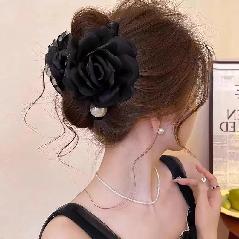 Kẹp Bắt Hoa Hồng Lưới Thiết Kế Mới Cho Nữ, Thiết Kế Đẹp, Kẹp Cá Mập Mới 2025, Kẹp Tóc Mũ Đội Đầu Sau, Mũ Đội Đầu, Phụ Kiện Sang Trọng 3