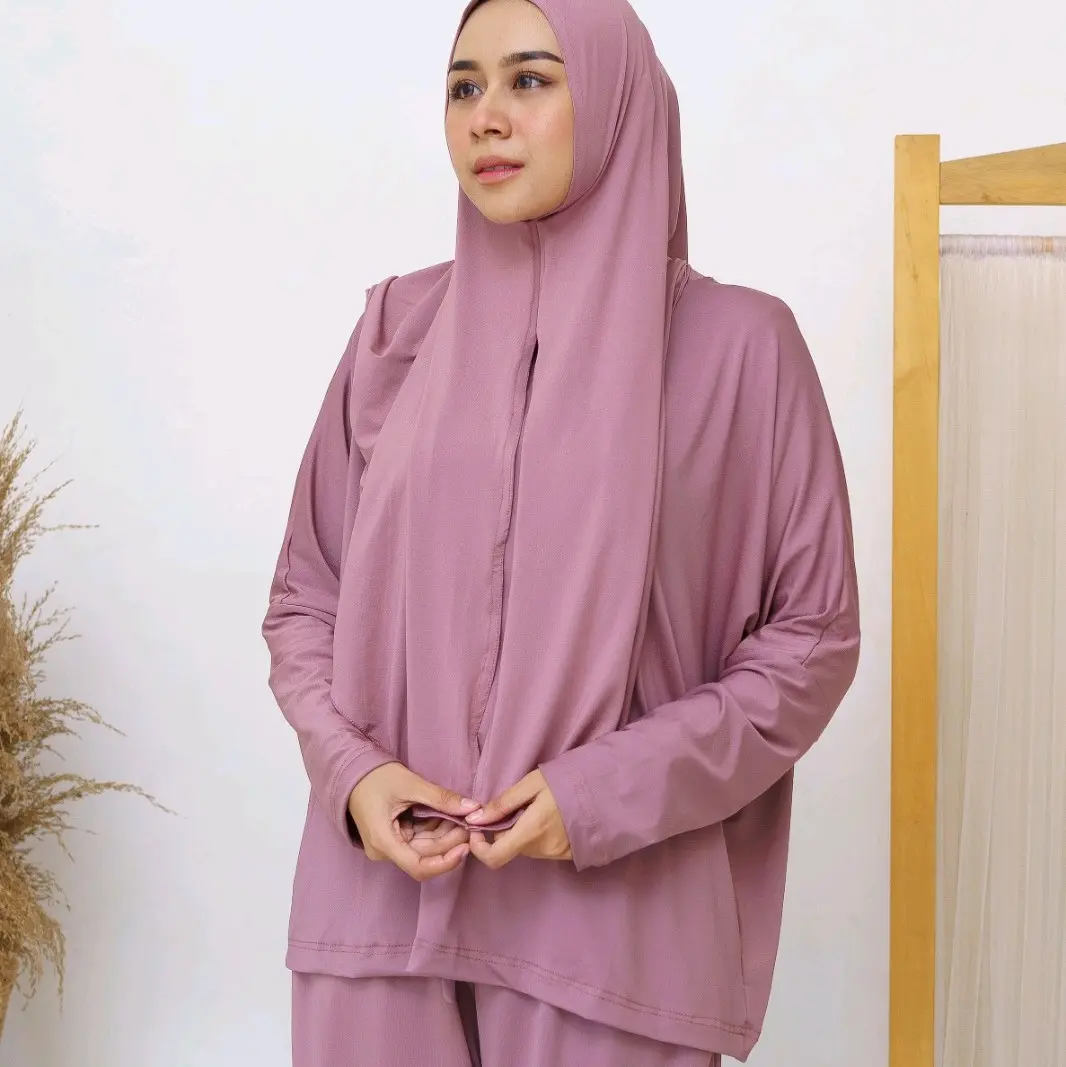 ASSAFIYA | Oneset Jersey Premium + Hijab | Setelan Wanita Casual Silver