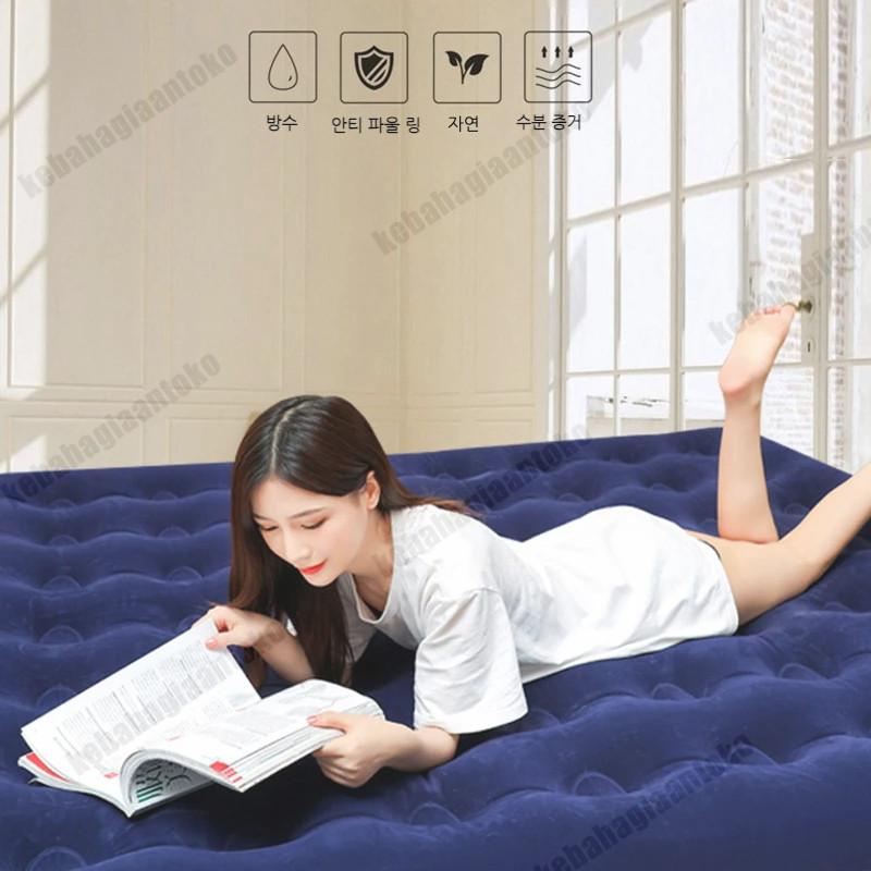 Bestway Kasur Angin Queen Size kasur portable Travelling Kasur Tiup Biru Kasur Angin Double/Kasur Angin Double Murah Single Kasur Berkemah Camping Lipat Tiup Portable/Matras Kasur Angin Karet Sofa Bed Pompa Angin Listrik Pompa Kasur Angin + pompa 8