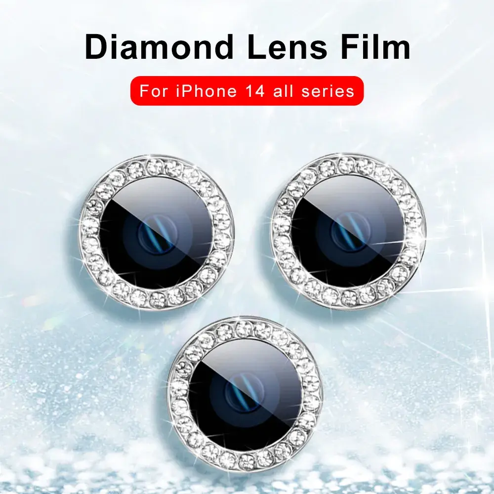 9D Rear Diamond Lens Protector For Iphone 15 Pro Max Camera Tempered Glass For Iphone 12 13 14Pro Max Ring Cover Case Film