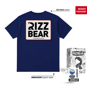 RIZZBEAR Kaos Distro Pria Lengan Pendek Premium Brand Original Kitty Rider T-Shirt Navy