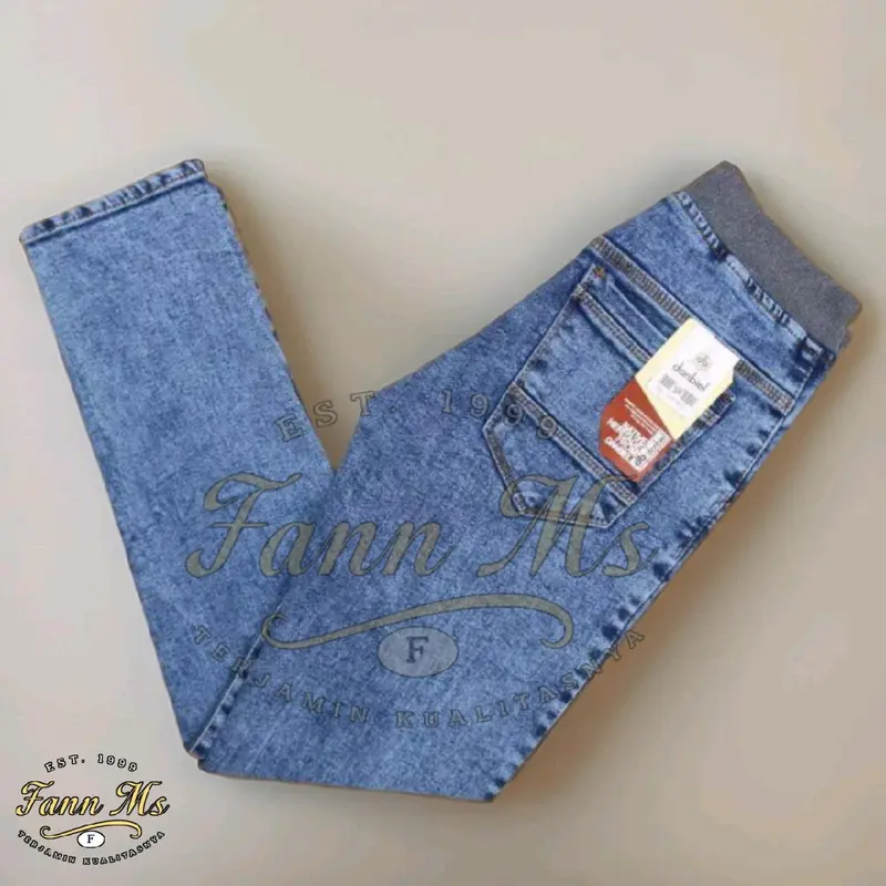 Celana Jeans Pria Kekinian – Bahan Adem Pinggang Karet & Harga Terbaik -  Slim Fit Tebal 7