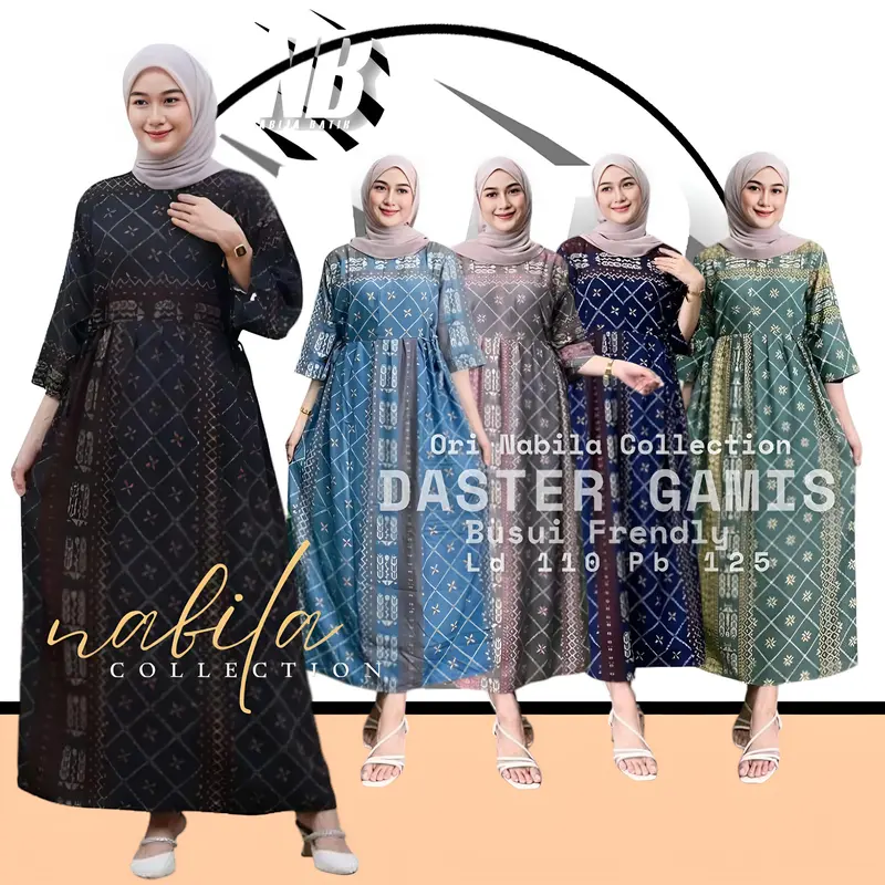 Daster Gamis Lengan 3/4 Rayon Motif Etnik Premium Busui Friendly Tali Kanan Kiri Terbaru Style Arabian 0