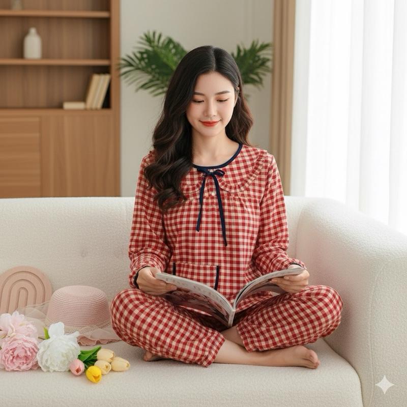 ĐỒ BỘ NỮ MẶC NHÀ TOLEXINH 04 set bộ tole tay dài quần dài 95cm-vải tole loại 1-form vừa 40kg-73kg hàng tận xưởng