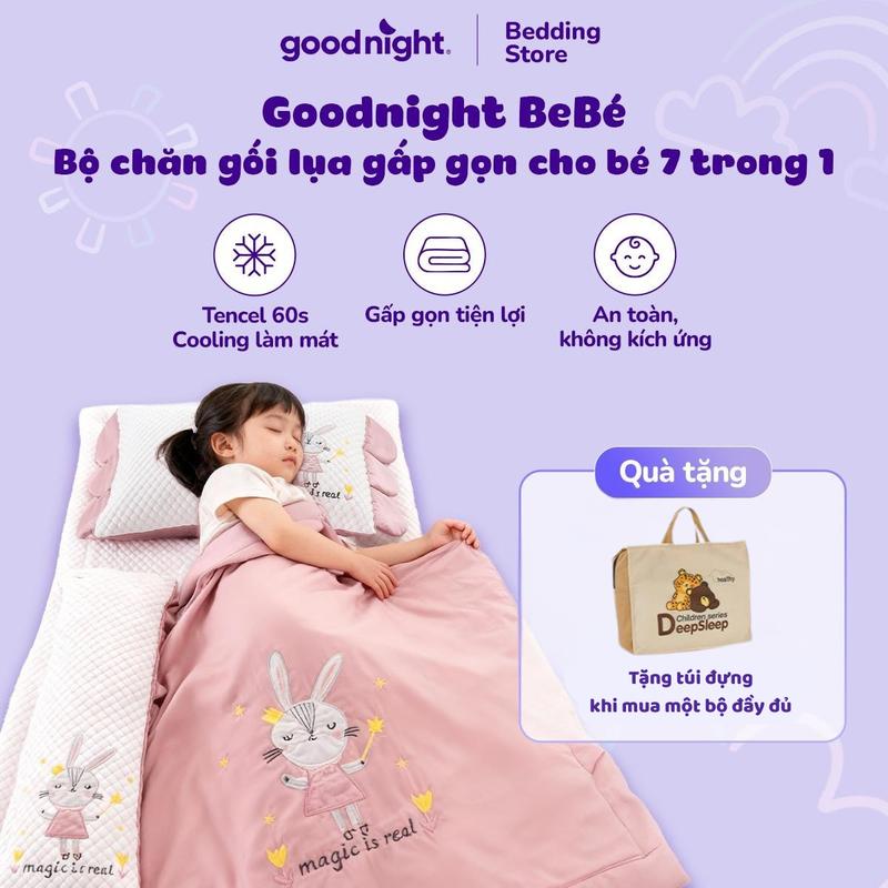  Goodnight Bộ Chăn Nệm Gối 6 Món Cho Bé Đi Học BeBé Cao Cấp Mềm Mịn Mát Tencel 60s Size 70x140cm Kèm Túi Tencel60s 2 Màu Xinh Xắn Gấp Gọn Dễ Dàng Bochangagoigapgon Tencel60s Gối Điều Hoà Trẻ Em Goodnight Bebé Magicisreal 