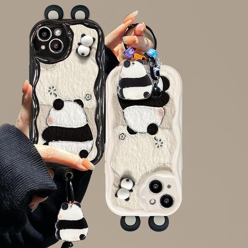  Ốp Tai Gấu Trúc Búp Bê 3D Dễ Thương Dành Cho iPhone 15 11 14 13 12 Pro Xs Max XR X 6 6S 7 8 Plus SE 2020 Ốp Điện Thoại Di Động Ins Dễ Thương Ốp Mềm TPU Ốp Lưng Bảo Vệ 