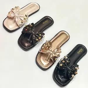 Alwisshoes Meysa Sandal Flat Wanita Karet Sendal Jepit Cewek Trendy Korea Stylis Kekinian Black Pesta Santai Elegan Sandals OOTD Perempuan Teplek Korean Style