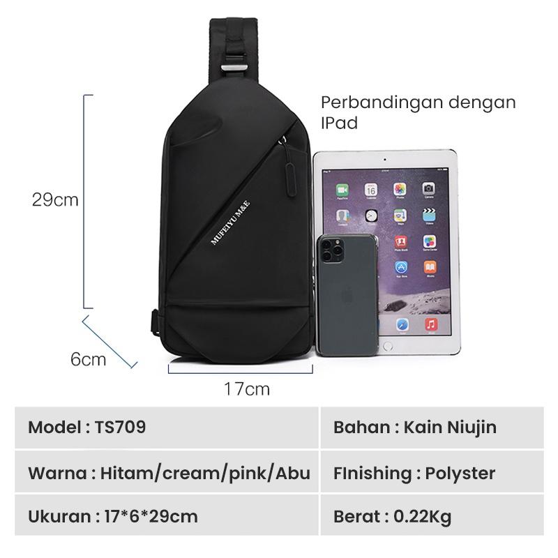 Techdoo Tas Selempang Bahu Pria Slempang Tas Dada Cowok Wanita Slingbag Kasual Anti Air TS709 1
