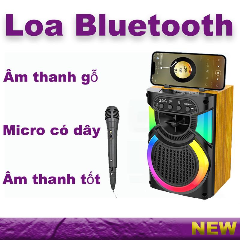 Loa Bluetooth bằng gỗ Loa di động Loa karaoke hát Loa gia đình Tiệc tùng Bạn bè Liên hoan Zee Tặng Mic Lễ hội Quà tặng
