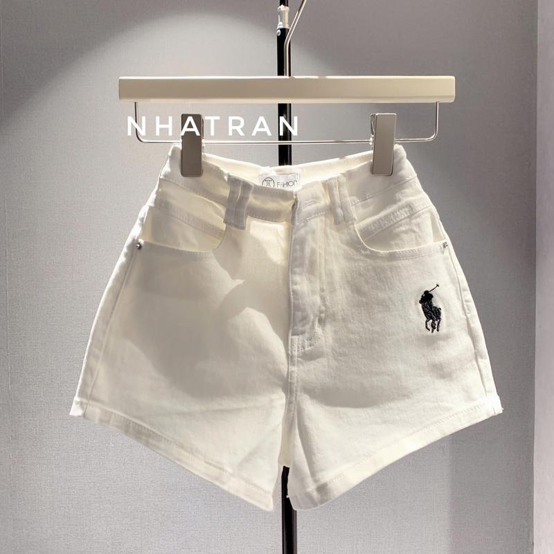 PHOM ÔM CO DÃN - Quần short jean nữ cạp cao chất Denim Pants Women AH-THÊU NGỰA