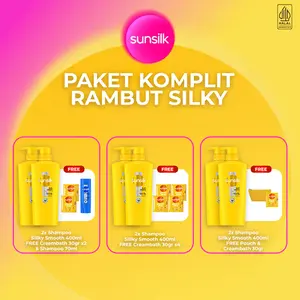 [Sunsilk Shampoo Rambut Silky Halus Anti Kusut] Sunsilk Shampoo Silky Smooth 400ml x2 FREE PRODUK TAMBAHAN