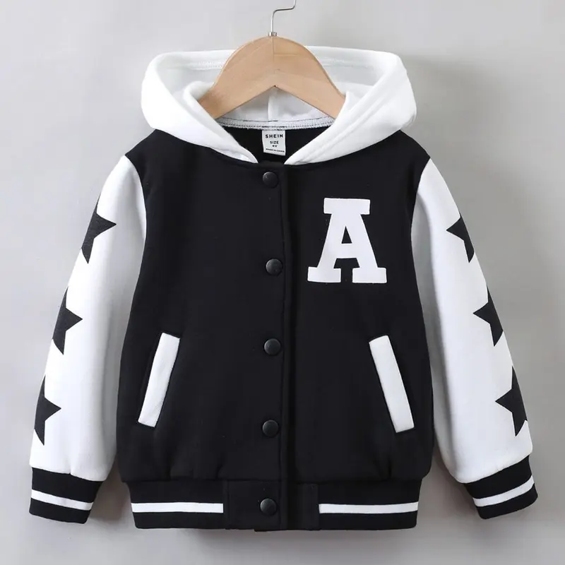 Jaket anak | Bomber Varsity Baseball Anak Perempuan BRIGHT COLOUR (1 TH -  12TH) Bayi Balita Katun Abu Biru Blue 7