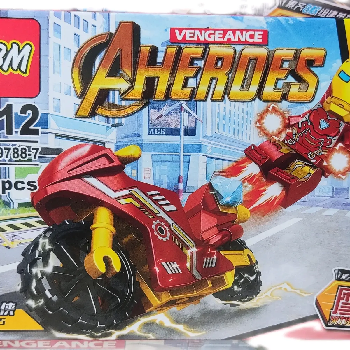 mainan anak balok susun karakter ironman motor mainan motor balok susun bermacam-macam karakter