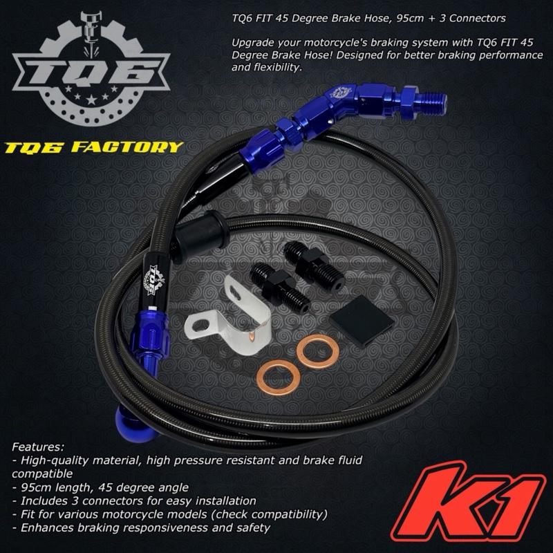 TQ6 Selang Rem TQ6 Vietnam FIT 45° TFN 95 Cm Universal dengan 3 Connector untuk Performa Rem yang Lebih Baik