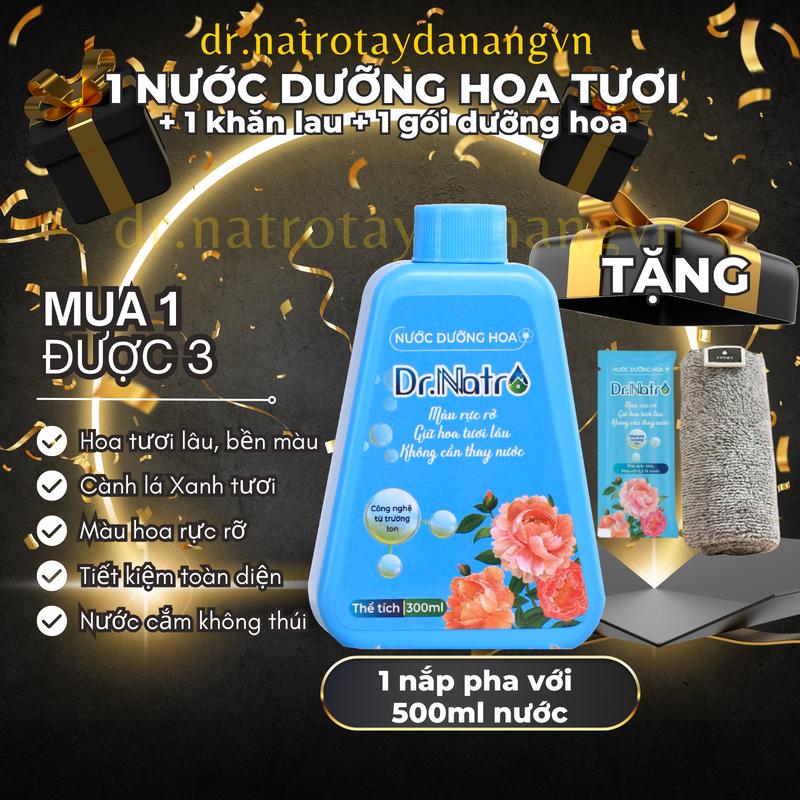 Nước dưỡng hoa tươi Dr Natro - Giữ hoa tươi lâu 3 - 4 tuần - Màu sắc hoa bền đẹp gấp 3 - 5 lần - Chai 300ml Women Nữ, Nước Dưỡng Hoa, nuôi dưỡng hoa tươi Gội Đầu