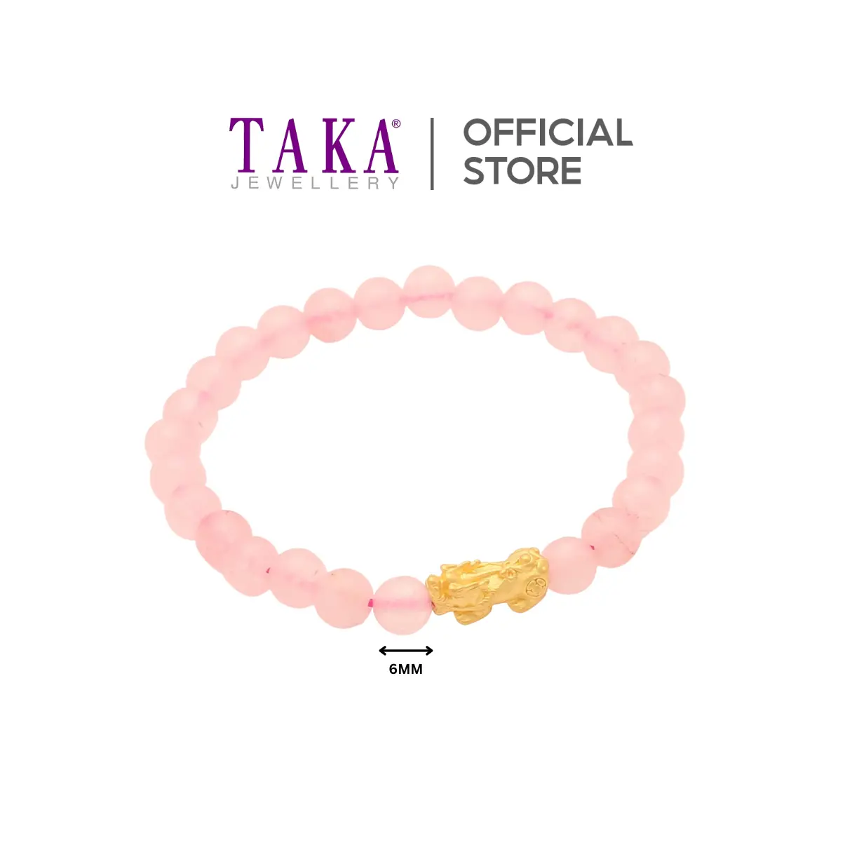TAKA Jewellery 999 Pure Gold Pixiu Bracelet with 6mm Beads