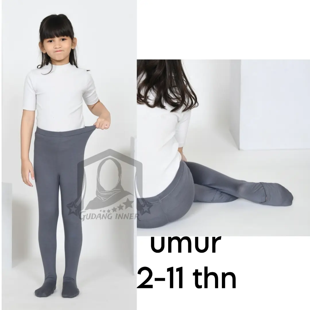 Legging Wudhu Anak Polos Usia 1-11 Tahun Slim-fitting