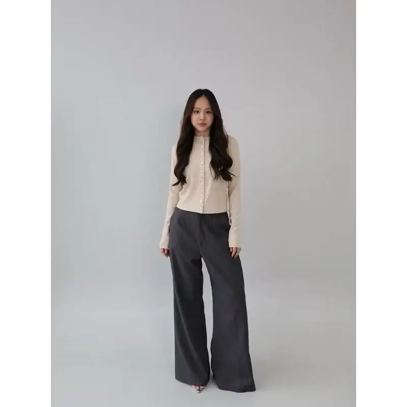 SAT - Olive Top Cardigan Knitwear Wanita / Cardi Korean Style Knit Rib Lengan Panjang Kardigan 8