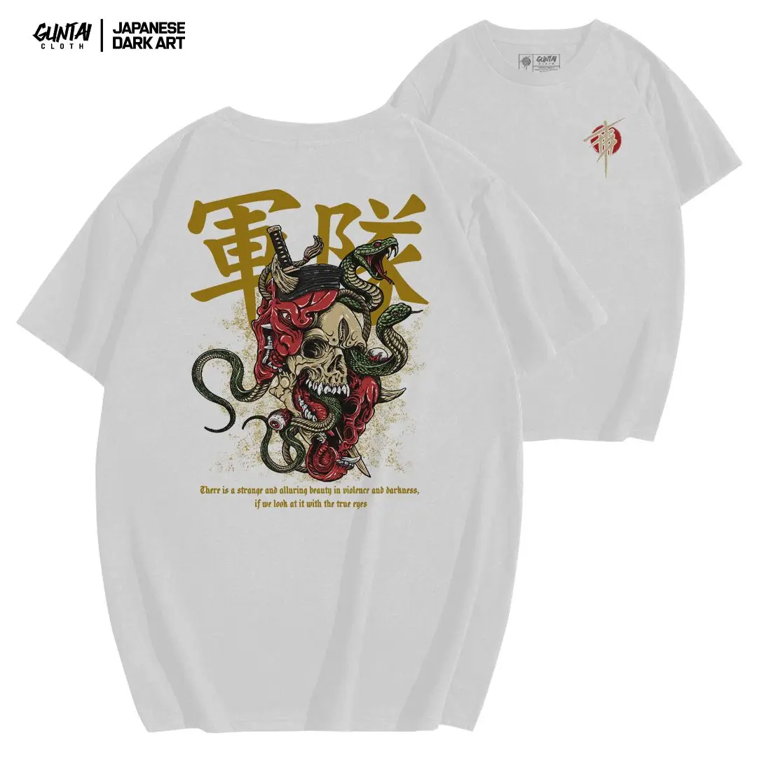 Guntai T-Shirt Jepang TRUE TENGU Kain Combed Sablon Soft Kaos Lembut Merah Nyaman Pria Rib Distro Art Tangan pendek