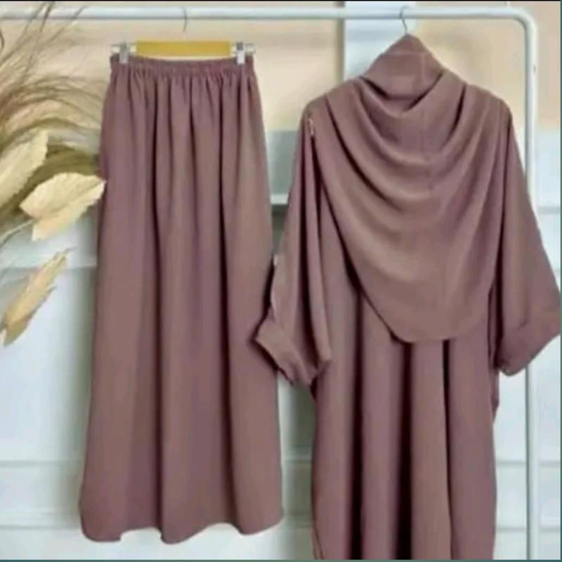 Yumna Set Rok Tunik Syar'i Kerudung Pasmina Oval Wanita One Set Tunik Melayu Bahan Cringckle Air Flow 2