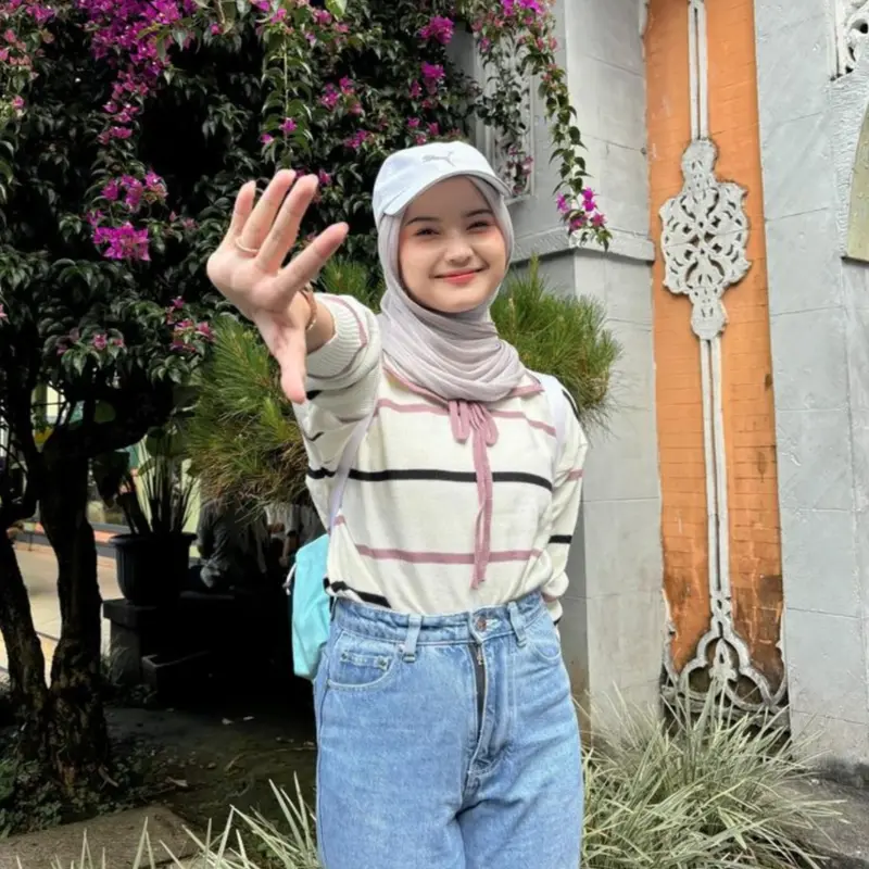 NUNANE.ID -Sweater Rajut two tone striped - Atasan Blouse Wanita  polo pita Motif Garis Korean Style DAVIRA 3