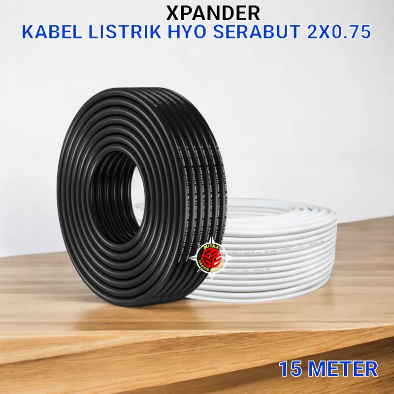 XPANDER Kabel Listrik HYO Serabut 2 x 0.75 Panjang 15 Meter - Hitam/Putih 0