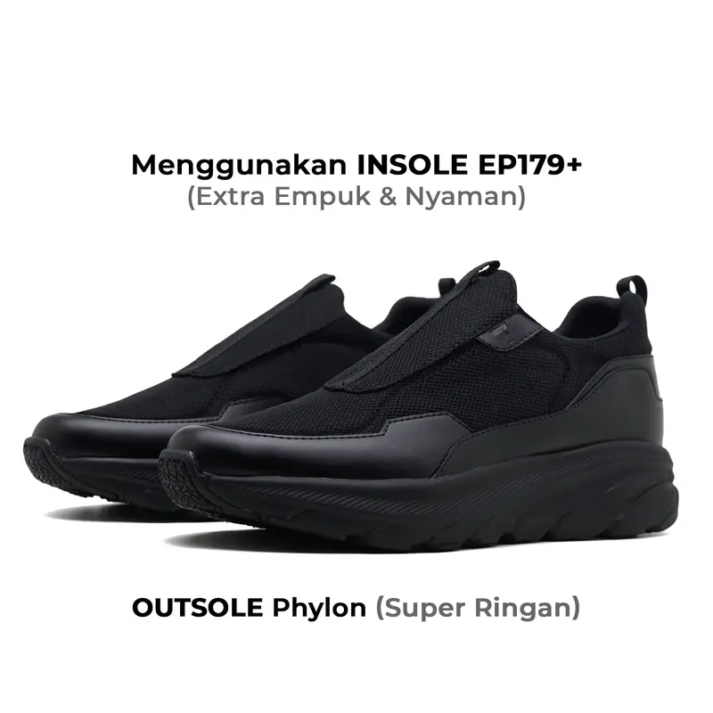 REYL MAN ONYX Full Black Sepatu SLIP ON Sneakers Hitam Pria 1