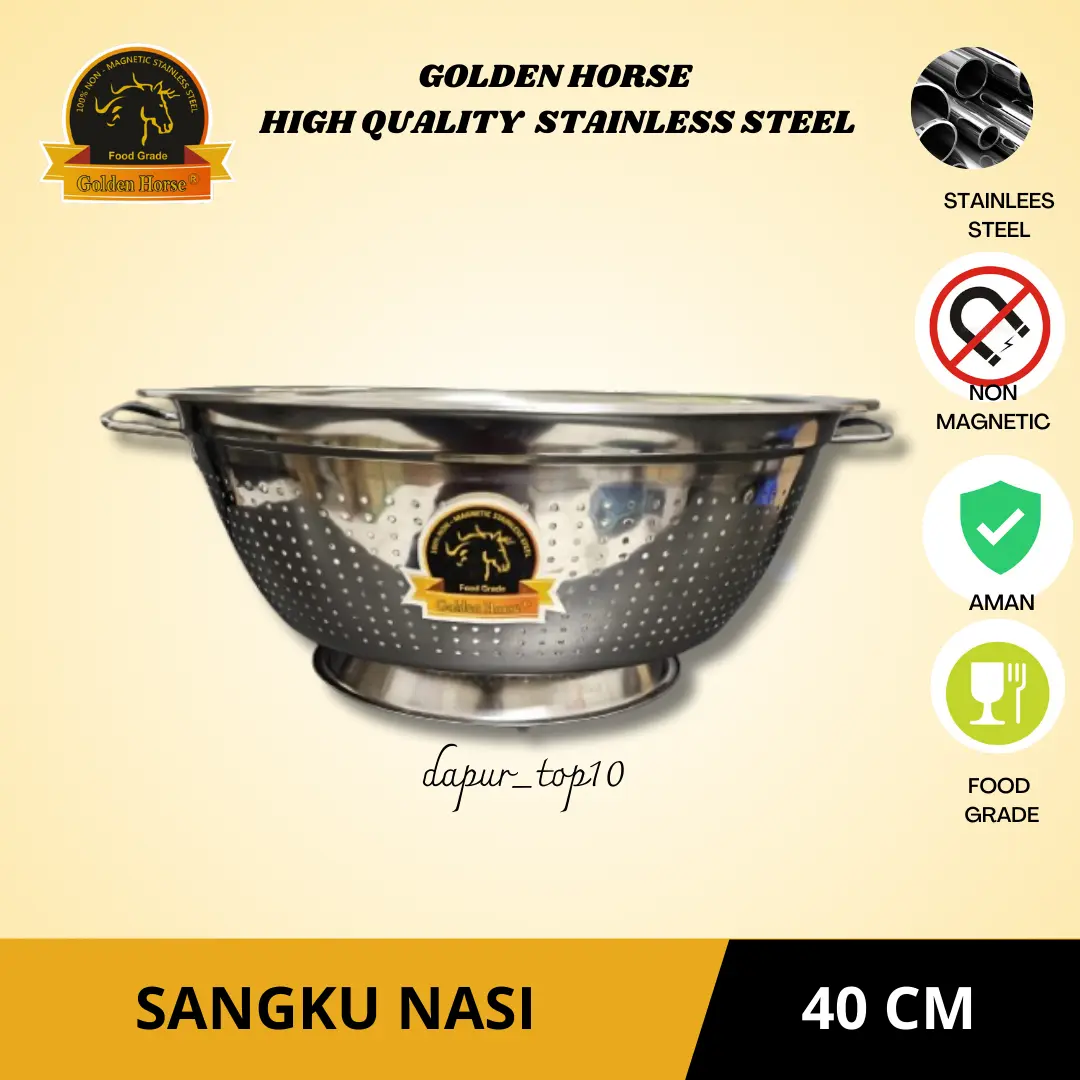 Sangku Nasi Stainless 40 Cm Tempat Nasi Besar tanpa tutup / GOLDEN HORSE/ Bakul Nasi/ Stainless Steel/ Jumbo / Prasmanan