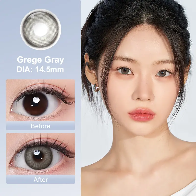 【Big Eyes & Ring】Magister Softlens DIA 14.5mm Cokelat Hazel Sweet Brown Lens Kontak Minus 0.00~-6.00 Abu-abu Arabic Grege Gray Lensa with Case 4