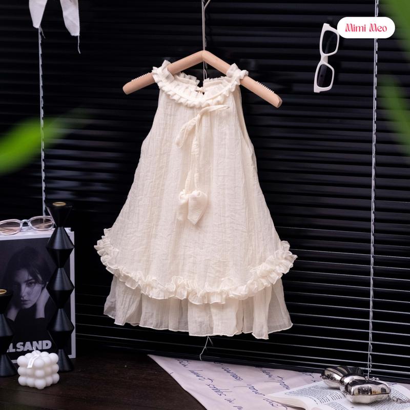 [Mimi Meo - TD316] Váy bé gái 9-34kg - Váy tơ mùa hè mềm mát - Màu Kem/Xanh Mint